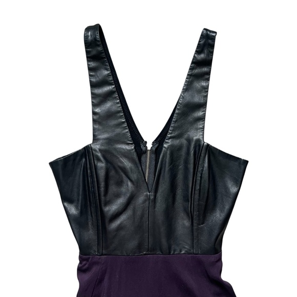 Mason Faux Black Leather Top + Purple Flowy Bottom Dress Size 2 - Picture 3 of 6